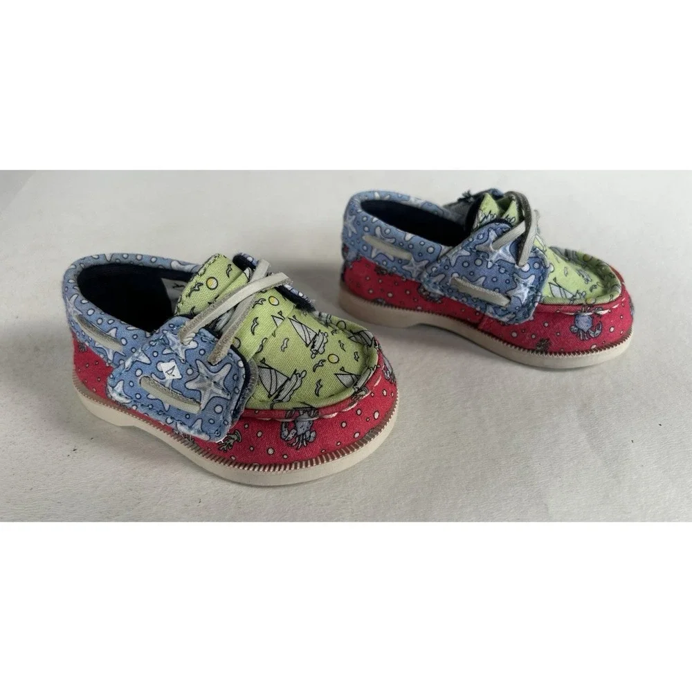 NIB Sperry Vineyard Vines Crib JR VV Girls Patchwork Size 2 M Infant Shoes
